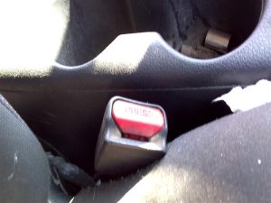 2016-2018 Nissan Sentra Tan Seat Belt Buckle - Front, Right (Passenger) (Used OEM)