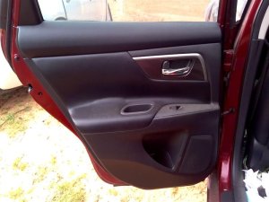 2013-2018 Nissan Altima Black Door Interior Trim Panel with Power Windows and Locks - Rear, Left (Driver) (Used OEM)
