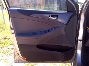 2011-2014 Hyundai Sonata Black Door Interior Trim Panel with Power Windows and Locks - Front, Right (Passenger) (Used OEM)