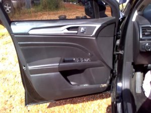 2013-2016 Ford Fusion Black Door Interior Trim Panel with Power Windows and Locks - Front, Left (Driver) (Used OEM)