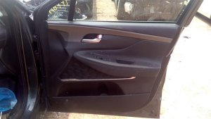 2019-2020 Hyundai Santa Fe Black Door Interior Trim Panel with Power Windows and Locks - Front, Left (Driver) (Used OEM)