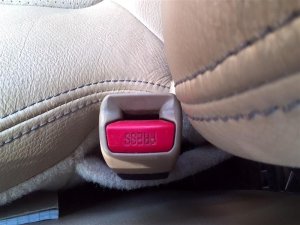 2009-2014 Ford F-150 Tan Seat Belt Buckle - Front, Right (Passenger) (Used OEM)