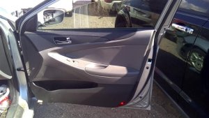 2011-2014 Hyundai Sonata Gray Door Interior Trim Panel with Power Windows and Locks - Front (Used OEM)