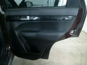 2014-2015 Kia Sorento Black Door Interior Trim Panel with Power Windows and Locks - Rear, Right (Passenger) (Used OEM)