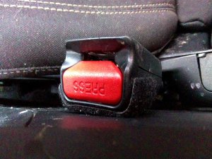 2014-2018 Jeep Cherokee Black Seat Belt Buckle - Front, Left (Driver) (Used OEM)
