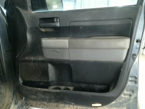 2008-2022 Toyota Sequoia Gray Door Interior Trim Panel with Power Windows and Locks - Front, Right (Passenger) (Used OEM)