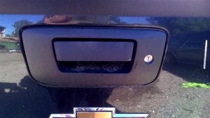 2007-2009 GMC Sierra Black Textured Tailgate Exterior Door Handle Bezel (Used OEM)