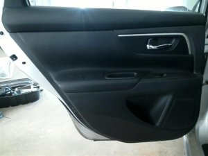 2016-2018 Nissan Altima Black Door Interior Trim Panel with Power Windows and Locks - Rear, Right (Passenger) (Used OEM)