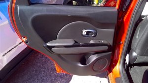 2014-2019 Kia Soul Black Door Interior Trim Panel with Power Windows and Locks - Rear, Left (Driver) (Used OEM)