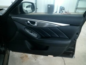 2014-2021 INFINITI Q50 Black Door Interior Trim Panel with Power Windows and Locks - Front, Right (Passenger) (Used OEM)