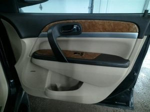 2007-2012 GMC Acadia Tan Door Interior Trim Panel with Power Windows and Locks - Front, Right (Passenger) (Used OEM)