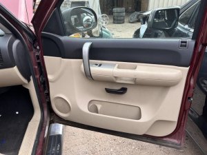 2007-2014 GMC Sierra 2500 HD Tan Door Interior Trim Panel with Power Windows and Locks - Front, Right (Passenger) (Used OEM)