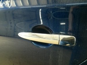 2013-2019 Nissan Sentra Chrome Exterior Door Handle Assembly - Rear, Left (Driver) (Used OEM)