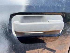 2015-2020 Ford F-150 Silver Textured Exterior Door Handle - Rear, Left (Driver) (Used OEM)