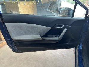 2013-2015 Honda Civic Gray Door Interior Trim Panel - Front, Left (Driver) (Used OEM)