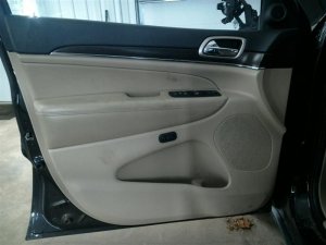 2014-2021 Jeep Grand Cherokee Tan Door Interior Trim Panel with Power Windows and Locks - Front, Left (Driver) (Used OEM)