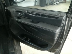 2011-2020 Dodge Grand Caravan Black Door Interior Trim Panel with Power Windows and Locks - Front, Right (Passenger) (Used OEM)