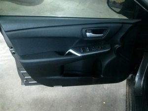 2015-2017 Toyota Camry Black Door Interior Trim Panel with Power Windows and Locks - Front, Left (Driver) (Used OEM)