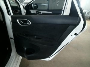2013-2019 Nissan Sentra Black Door Interior Trim Panel with Power Windows and Locks - Rear, Right (Passenger) (Used OEM)