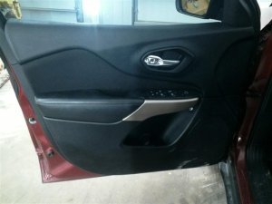 2014-2018 Jeep Cherokee Black Door Interior Trim Panel with Power Windows and Locks - Front, Left (Driver) (Used OEM)