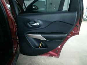2014-2018 Jeep Cherokee Black Door Interior Trim Panel with Power Windows and Locks - Rear, Left (Driver) (Used OEM)