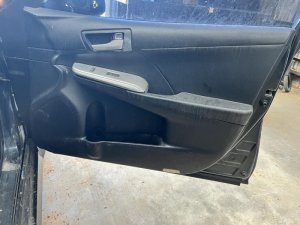 2012-2014 Toyota Camry Black Door Interior Trim Panel with Power Windows and Locks - Front, Right (Passenger) (Used OEM)
