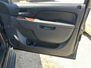 2010-2014 GMC Yukon XL Black Door Interior Trim Panel - Front, Right (Passenger) (Used OEM)