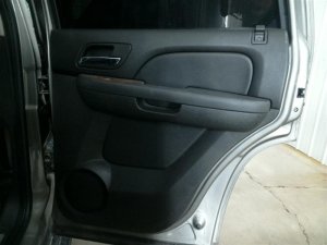 2007-2014 GMC Sierra 2500 HD Black Door Interior Trim Panel with Power Windows and Locks - Rear, Right (Passenger) (Used OEM)