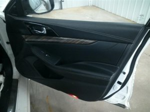2016-2023 Nissan Maxima Black Door Interior Trim Panel with Wood Grain - Front, Right (Passenger) (Used OEM)