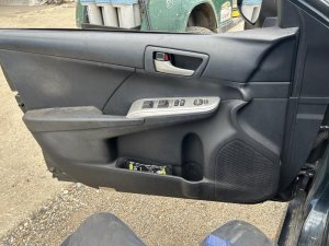 2012-2014 Toyota Camry Black Door Interior Trim Panel with Power Windows and Locks - Front, Left (Driver) (Used OEM)