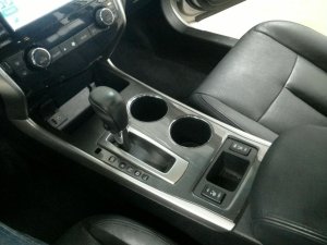 2015 Nissan Altima Black Front Floor Console with Leather Armrest (Used OEM)