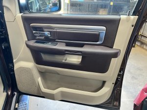 2013-2018 Ram 1500 Tan Door Interior Trim Panel - Front, Right (Passenger) (Used OEM)