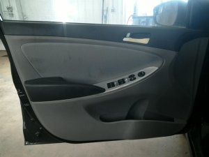 2012-2017 Hyundai Accent Gray Door Interior Trim Panel with Power Windows and Locks - Front, Left (Driver) (Used OEM)