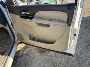 2010-2014 GMC Yukon XL Tan Door Interior Trim Panel - Front, Right (Passenger) (Used OEM)