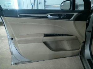 2013-2016 Ford Fusion Tan Door Interior Trim Panel with Power Windows and Locks - Front, Left (Driver) (Used OEM)