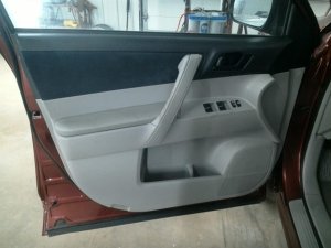 2008-2013 Toyota Highlander Gray Door Interior Trim Panel with Power Windows and Locks - Front, Left (Driver) (Used OEM)