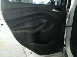 2013-2019 Ford Escape Black Door Interior Trim Panel with Power Windows and Locks - Rear, Left (Driver) (Used OEM)