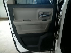 2011-2018 Ram 1500 Black Door Interior Trim Panel with Power Windows and Locks - Rear, Left (Driver) (Used OEM)