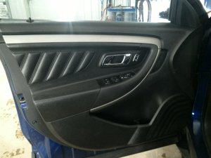 2013-2019 Ford Police Interceptor Sedan Black Door Interior Trim Panel with Power Windows and Power Locks - Front, Left (Driver) (Used OEM)