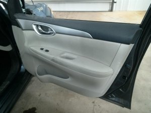 2013-2015 Nissan Sentra Gray Door Interior Trim Panel with Power Windows and Locks - Front, Right (Passenger) (Used OEM)
