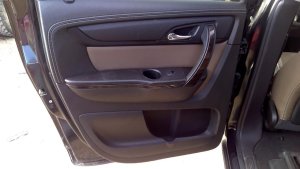 2007-2016 GMC Acadia Black Front Door Interior Trim Panel with Power Windows and Locks - Rear, Right (Passenger) (Used OEM)