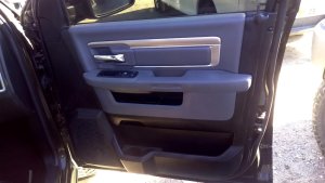 2013-2018 Ram 1500 Gray Door Interior Trim Panel with Power Windows and Locks - Front, Right (Passenger) (Used OEM)