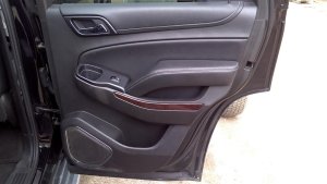 2015-2020 GMC Yukon XL Black Door Interior Trim Panel with Power Windows and Locks - Rear, Left (Driver) (Used OEM)