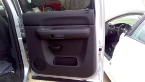 2007-2014 GMC Sierra 2500 HD Black Door Interior Trim Panel with Power Windows and Locks - Rear, Left (Driver) (Used OEM)