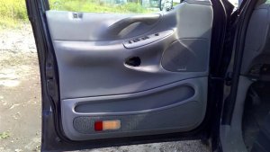 2000-2002 Lincoln Navigator Gray Door Interior Trim Panel with Power Windows and Locks - Front, Left (Driver) (Used OEM)