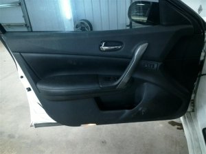 2009-2014 Nissan Maxima Black Door Interior Trim Panel with Power Windows and Power Locks - Front, Left (Driver) (Used OEM)