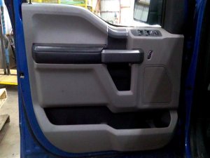 2015-2020 Ford F-150 Gray Door Interior Trim Panel with Power Windows and Locks - Front, Left (Driver) (Used OEM)