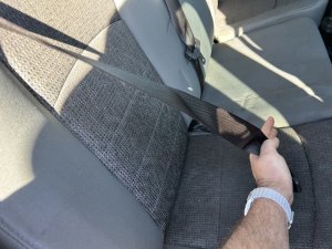 2013-2018 Ram 1500 Black Seat Belt Assembly - Rear, Left (Driver) (Used OEM)