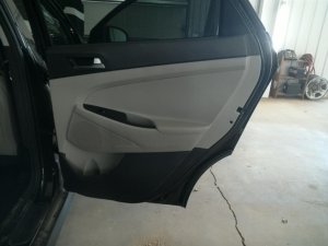 2016-2021 Hyundai Tucson Black Door Interior Trim Panel with Power Windows and Locks - Rear, Left (Driver) (Used OEM)