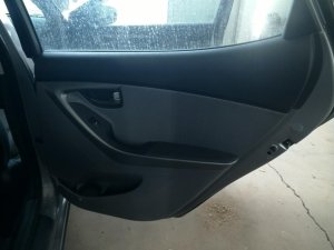 2011-2016 Hyundai Elantra Gray Door Interior Trim Panel with Power Windows and Locks - Rear, Right (Passenger) (Used OEM)